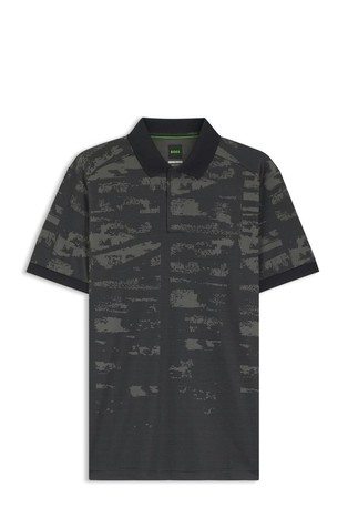 Active slim fit polo majica z žakarskim vzorcem