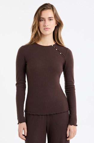 Jovana long-sleeved pyjama T-shirt with buttons