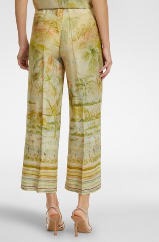 ELENA MIRO Satin trousers with pattern Landscape Print 2