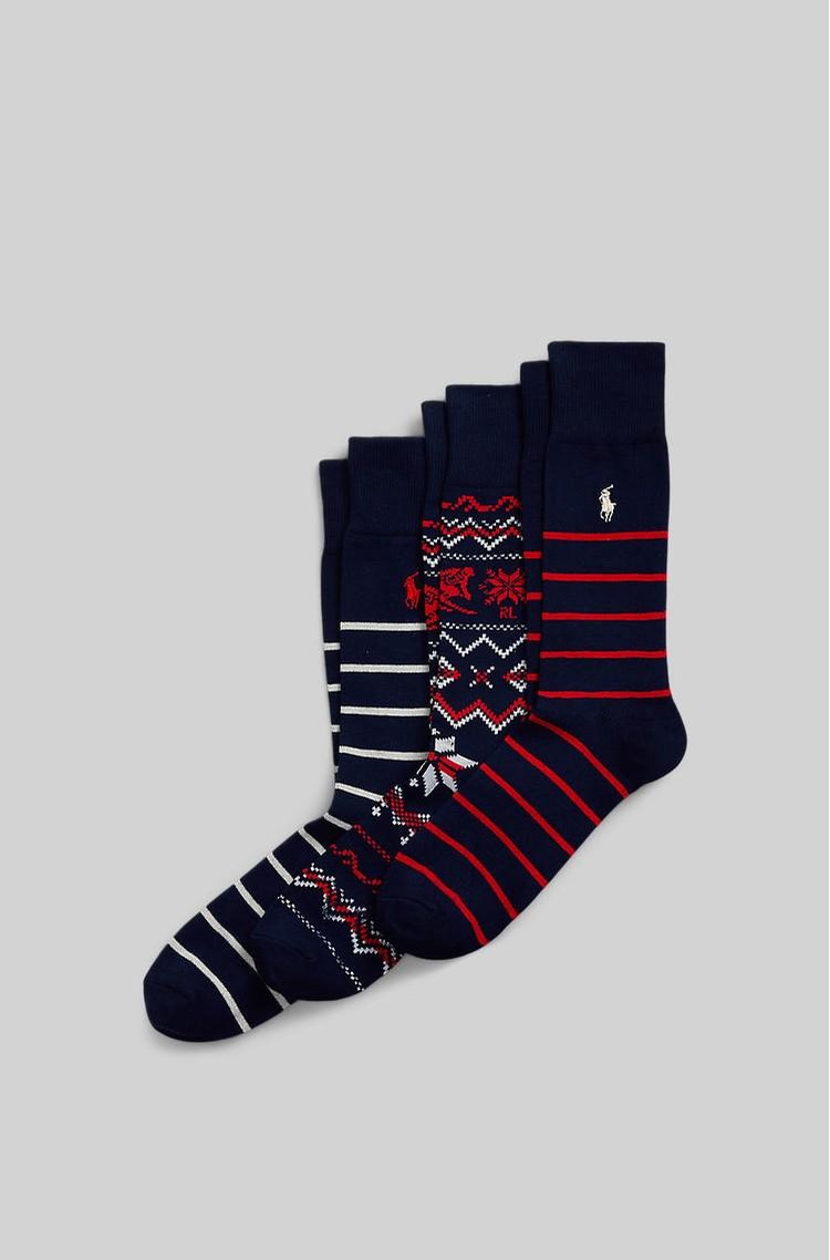 RALPH LAUREN Darilni paket 3 parov nogavic iz bombažne mešanice Večbarvna - Multi 
