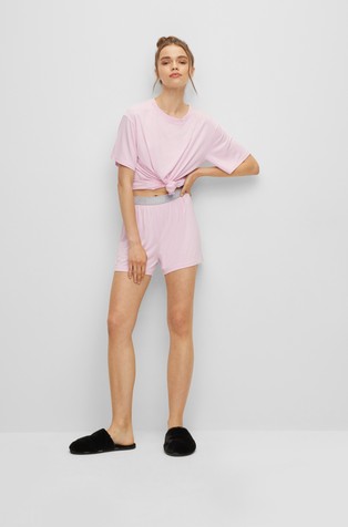 HUGO BOSS Pyjama shorts with logo waistband Light/Pastel Pink 4