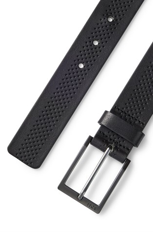 HUGO BOSS Italian-leather belt with perforated strap Black 2
