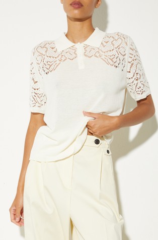 Pointelle-knit cotton polo shirt