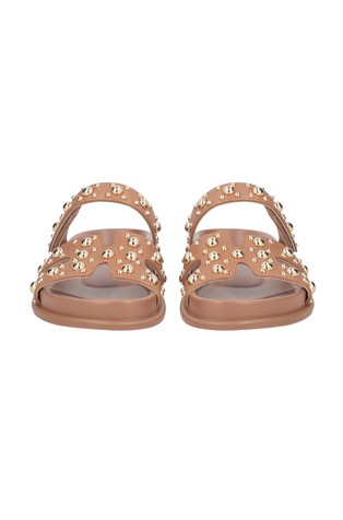 TOSCA BLU Tansy Leather Slide With Studs Tan 4