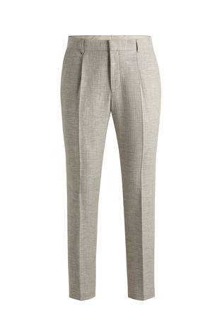 HUGO BOSS Formal trousers in micro-patterned stretch fabric Light Beige 4
