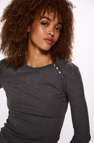 SPRINGFIELD T-shirt with buttons on the armhole Dark Gray 4