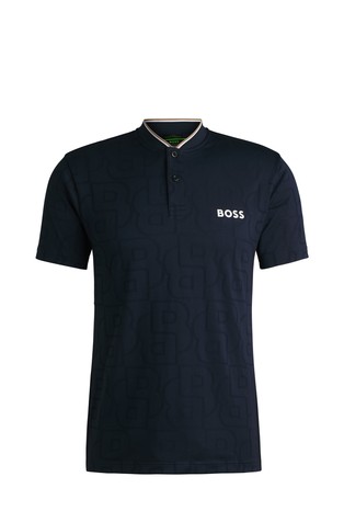 BOSS x Matteo Berrettini polo shirt in monogram-mesh jacquard