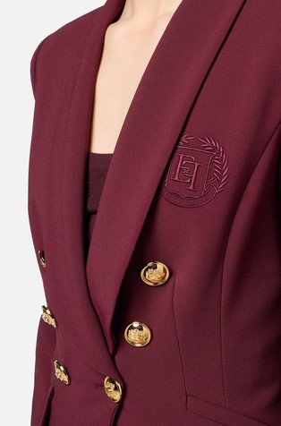 ELISABETTA FRANCHI Suknjič z dvorednim zapenjanjem in vezenim logotipom Rdeča - Rouge Noir 4