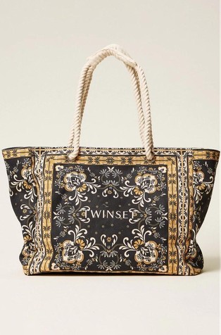 Canvas shopper bag with print
