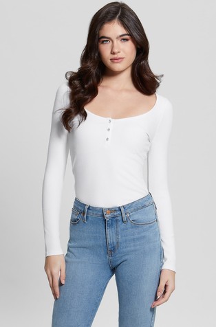 Long-sleeve top in stretch viscose