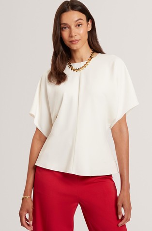 Bluza s širokimi rokavi iz krep tkanine