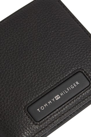TOMMY HILFIGER Monogram usnjena logo denarnica z žepom za kovance Črna - Black 4