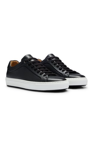 Leather cupsole trainers with logo details