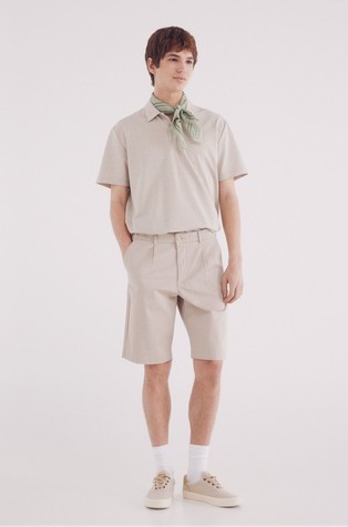 SPRINGFIELD Piké polo majica s kratkimi rokavi Bež - Beige 4