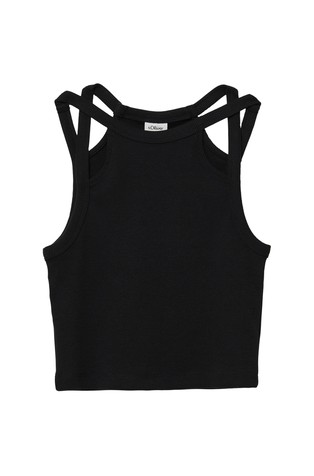 Cropped rebrast top z izrezanimi detajli