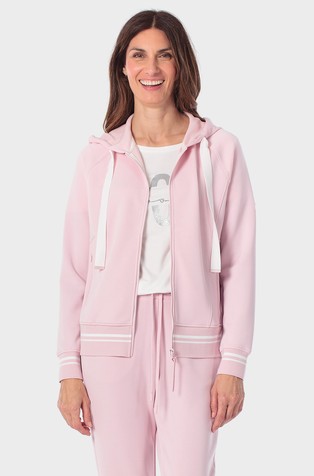 Zip-thru hoodie in blend with modal