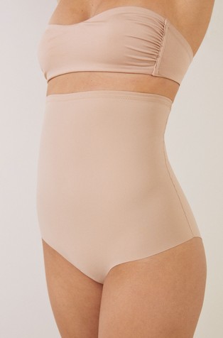 WOMEN'SECRET Hlačke z visokim pasom in učinkom oblikovanja postave Bež - Beige 4