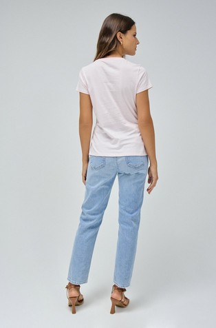 SALSA JEANS Bombažna majica z logotipom iz okrasnih kamenčkov Roza - Pink 3