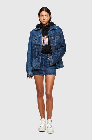 DIESEL Mini skirt in stonewashed denim Medium Blue 5