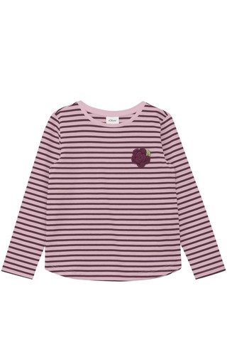Striped long-sleeved T-shirt with 3D application