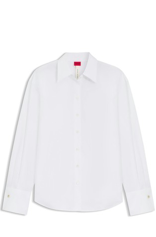 Relaxed-fit cotton blouse with adjustable rear ties