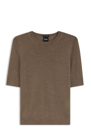 Short-sleeved sweater in merino wool