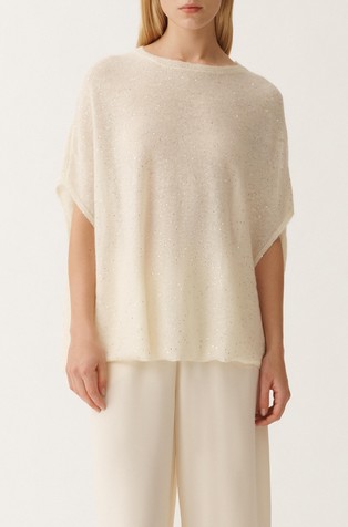 Mohair-blend cape with sequins