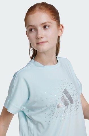 ADIDAS Glam majica s kratkimi rokavi in svetlečim logotipom Modra - Blue 4