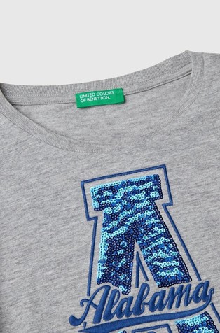 BENETTON Long sleeved T-shirt with knot and sequins Gray 3
