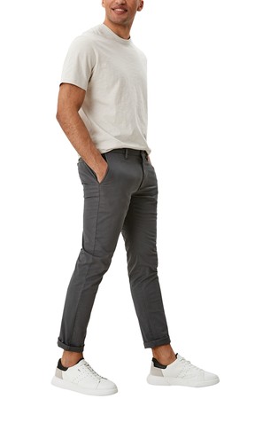 S.OLIVER Slim fit bombažne chino hlače Siva - Gray 3
