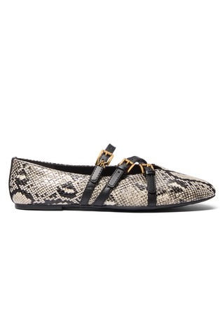 Indy Flex Leather Ballet Flat with Snake-skin Effect