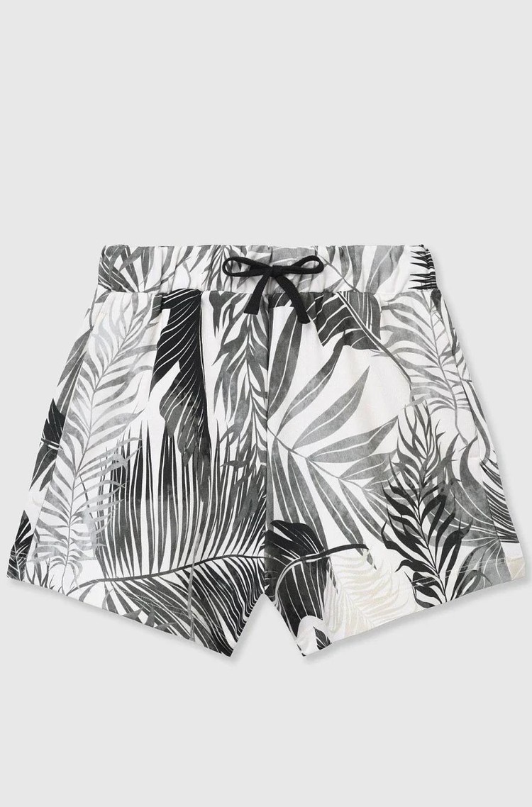 BENETTON Kratke hlače s tropskim vzorcem Večbarvna - White / Black 