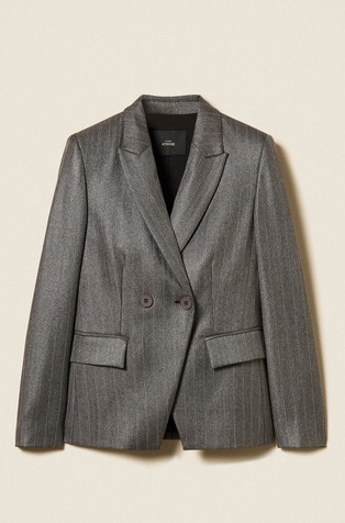 Double-breasted pinstriped blazer