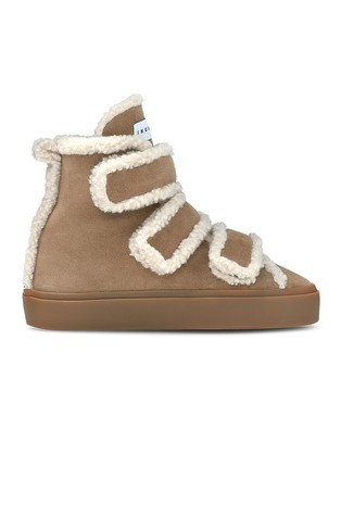 Shearling Velcro Wedge Suede Booties