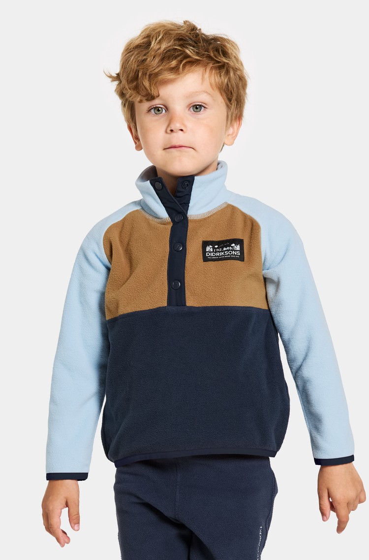 DIDRIKSONS Monte Kids' Half Button Navy 