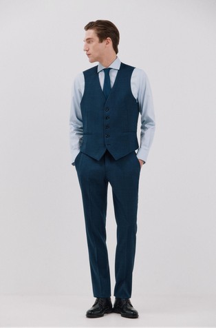 CORTEFIEL Slim fit trousers in wool blend Blue 3