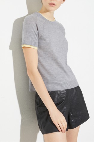 Pletena majica s kratkimi rokavi iz merino volne