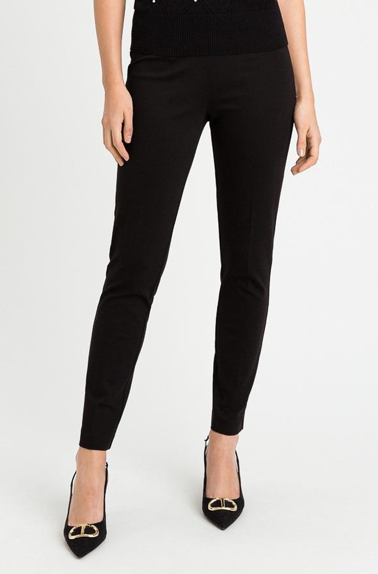 TWINSET Slim fit hlače iz viskozne mešanice Črna - Nero 