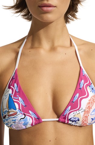 SEAFOLLY Wish You Were Here Slide Triangle Bikini Top Fuchsia Rose 5