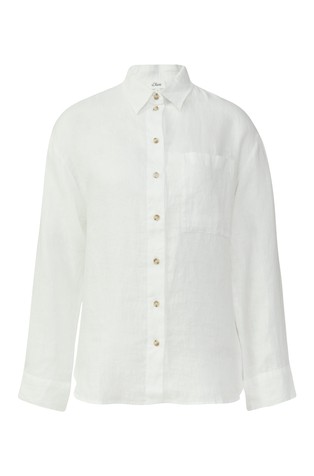 S.OLIVER Pure linen blouse with a breast pocket White 4