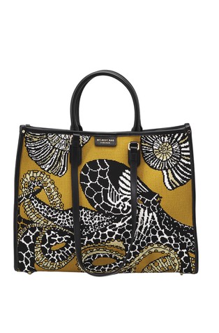 Vzorčasta platena tote torba