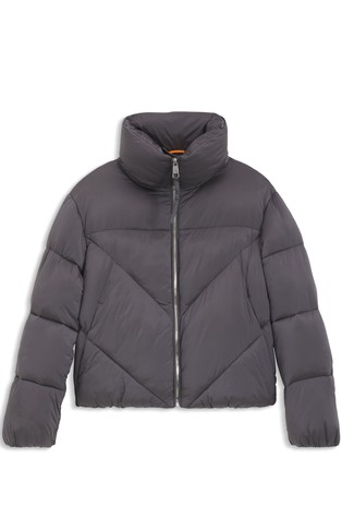 Zipped puffer jacket in lustrous fabric