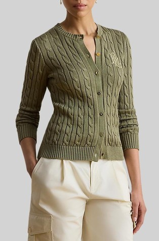 Cable-knit Cotton-blend Cardigan