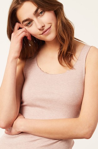 ETAM Plant Dyed rebrast zgornji del pižame z naramnicami Bež - Mauve 3
