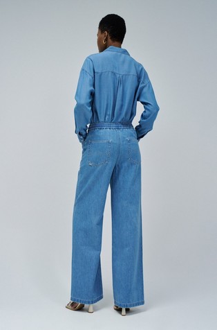 SALSA JEANS Široke jeans hlače z elastičnim pasom iz lahkega denima Modra - Blue 3
