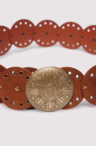 SPRINGFIELD Faux-suede studded belt Brown 2