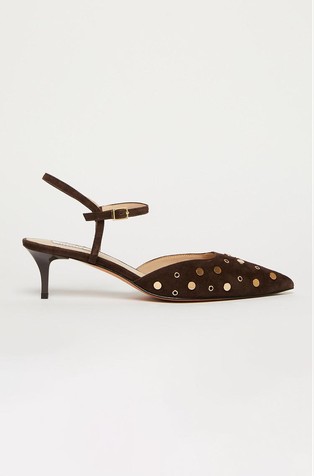 Suede slingbacks with metal details