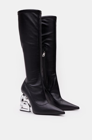 DOLCE &amp; GABBANA Nappa-effect fabric boots with 3.5 heel Black 2