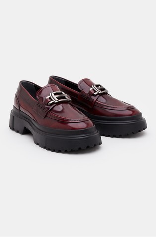 HOGAN Usnjeni loafer čevlji Rdeča - Red 2
