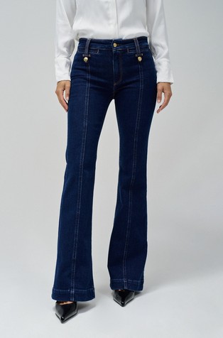 Destiny push up flare jeans with decorative buttons
